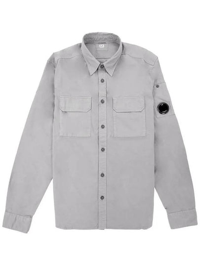 Men's Cavardine Wappen Button Long Sleeve Shirt Grey - CP COMPANY - BALAAN 2