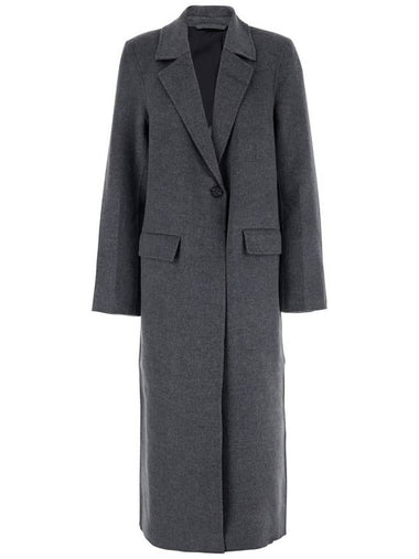 Grey Single-Breasted Coat With Notched Revers And Epaulettes In Wool Woman - TOTEME - BALAAN 1