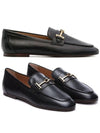 Women's Double T Logo Leather Loafers Black - TOD'S - BALAAN 2