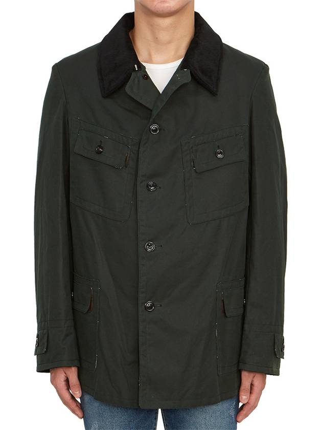 Men's Waxed Cotton Jacket Dark Green - MAISON MARGIELA - BALAAN 4