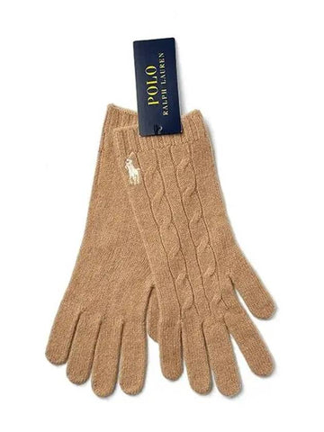 WC0528 220 Signature Pony Cable Knit Cashmere Touchscreen Gloves - POLO RALPH LAUREN - BALAAN 1