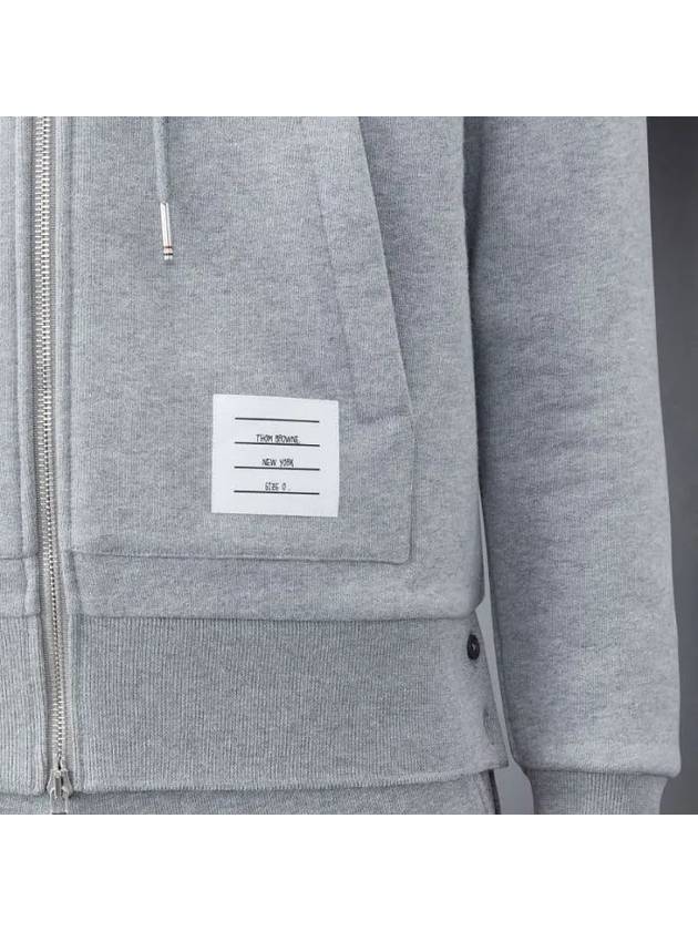 Center Back Stripe Cotton Zip Up Hoodie Light Grey - THOM BROWNE - BALAAN 4