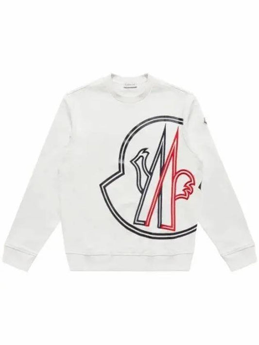 Men's Macro Big Logo Printing Sweatshirt White - MONCLER - BALAAN.