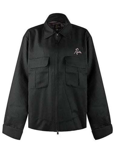 MR196 BLACK logo embroidered gabardine sports jacket　 998500 - NEEDLES - BALAAN 1