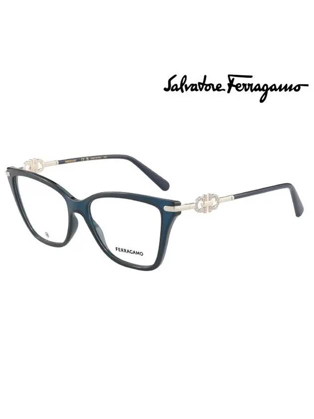 Women's Square Eyeglasses Blue - SALVATORE FERRAGAMO - BALAAN 3