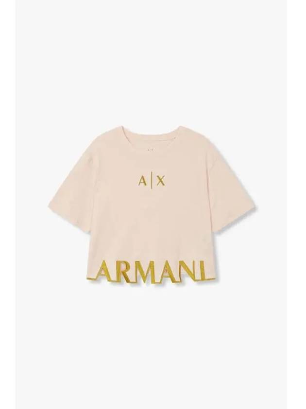 Women s Shining Embroidered Logo T Shirt Peach - ARMANI EXCHANGE - BALAAN 1