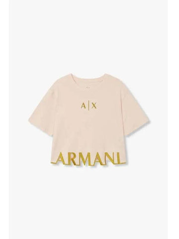 Women s Shining Embroidered Logo T Shirt Peach - ARMANI EXCHANGE - BALAAN 1