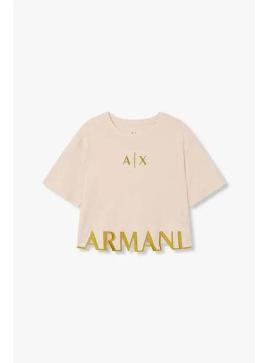 Women s Shining Embroidered Logo T Shirt Peach - ARMANI EXCHANGE - BALAAN 1