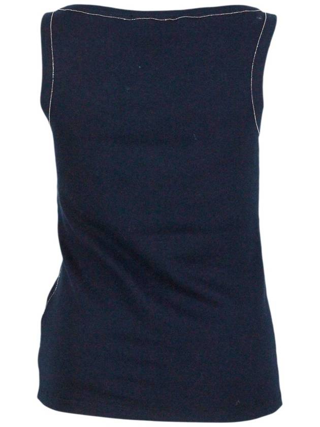 Ribbed Cotton Sleeveless Navy - FABIANA FILIPPI - BALAAN 3