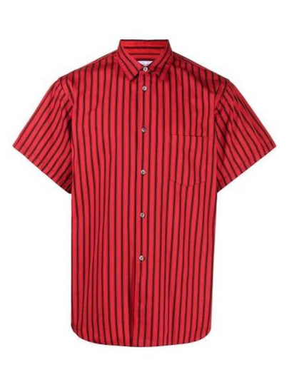 Striped Short Sleeve Shirt Black Red - COMME DES GARCONS - BALAAN 2