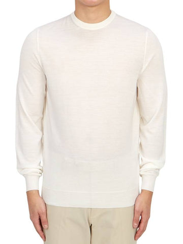 Men's Crew Neck Wool Knit Top Ivory - DRUMOHR - BALAAN 1