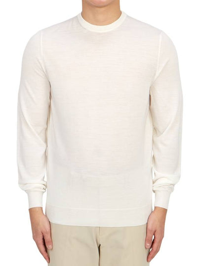 Men's Crew Neck Wool Knit Top Ivory - DRUMOHR - BALAAN 2