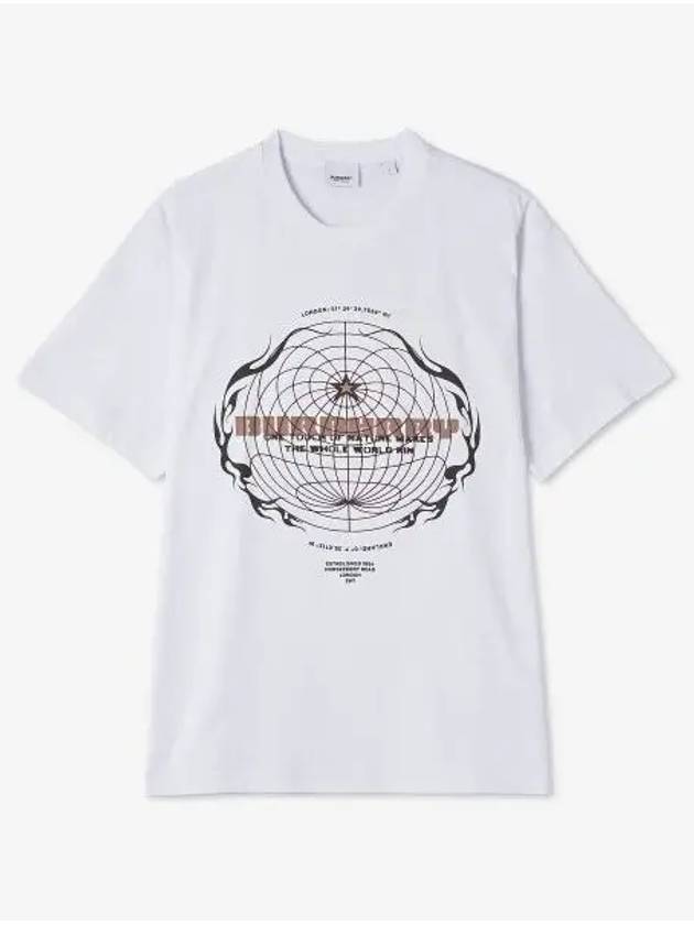 Globe Logo Graphic Short Sleeve T-Shirt White - BURBERRY - BALAAN 2