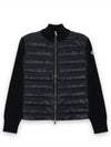 Logo Padded Wool Cardigan Black - MONCLER - BALAAN 3