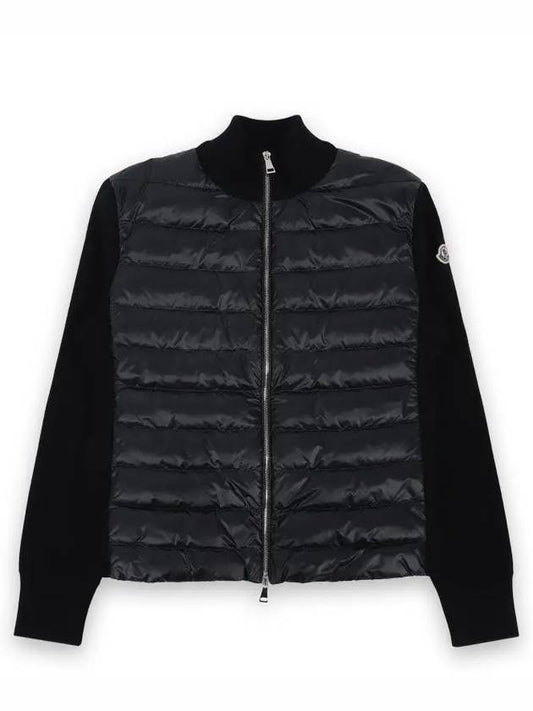 Logo Padded Wool Cardigan Black - MONCLER - BALAAN 2