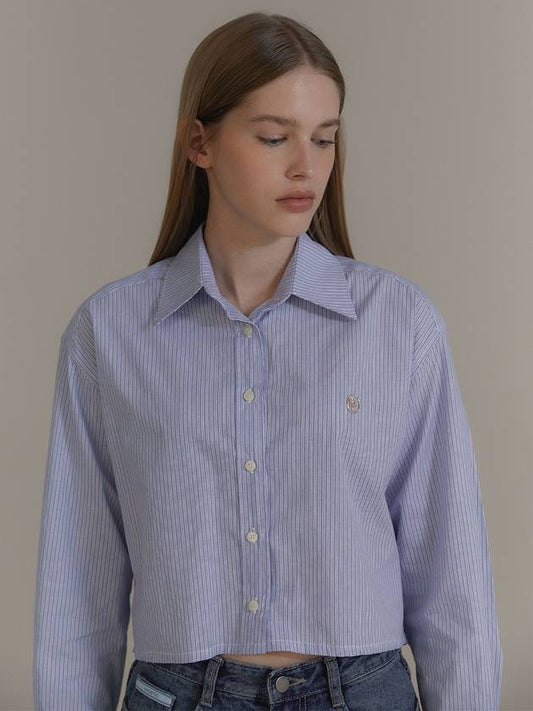 CROP LOGO STRIPE SHIRTS_BLUE - ANOETIC - BALAAN 2