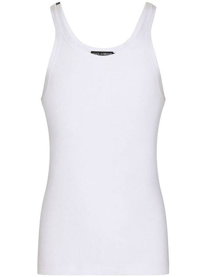 Logo Patch Detail Tank Top Sleeveless White - DOLCE&GABBANA - BALAAN 2