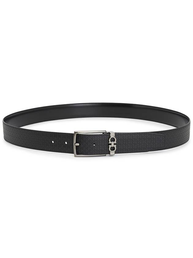 Gancini Reversible Adjustable Leather Belt Black - SALVATORE FERRAGAMO - BALAAN 4