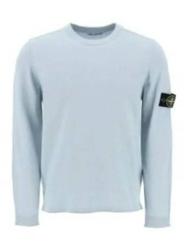 Raw Hand Cotton Crewneck Knit Top Sky Blue - STONE ISLAND - BALAAN 2