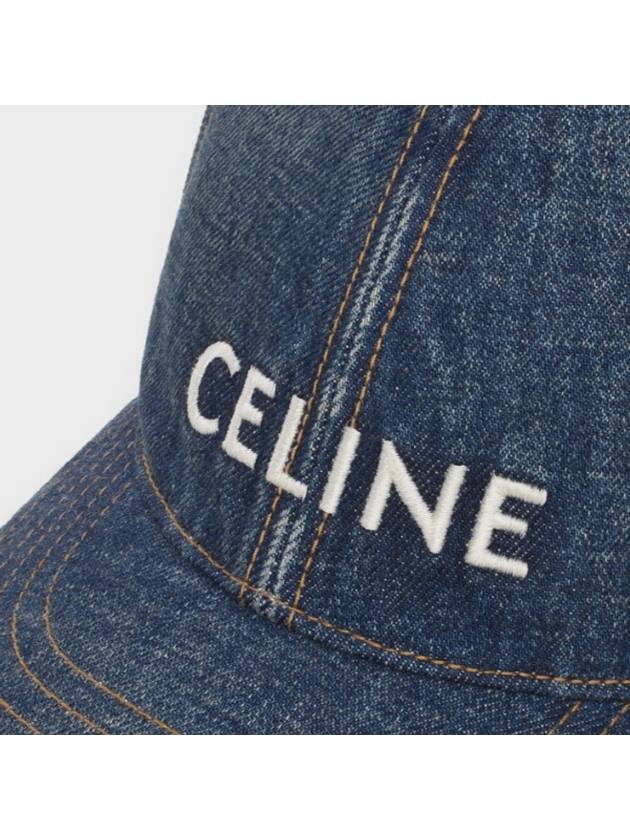 Embroidered Logo Denim Ball Cap Blue - CELINE - BALAAN 3