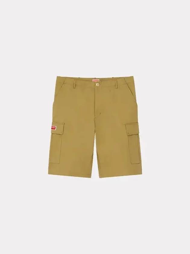 Men's Paris Label Pocket Cargo Cotton Shorts Beige - KENZO - BALAAN 4