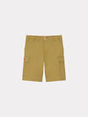 Men's Paris Label Pocket Cargo Cotton Shorts Beige - KENZO - BALAAN 3