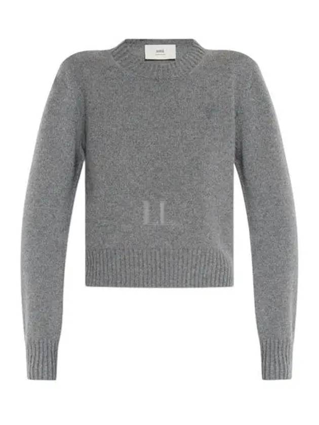 De Coeur Logo Crew Neck Cashmere Knit Top Grey - AMI - BALAAN 2