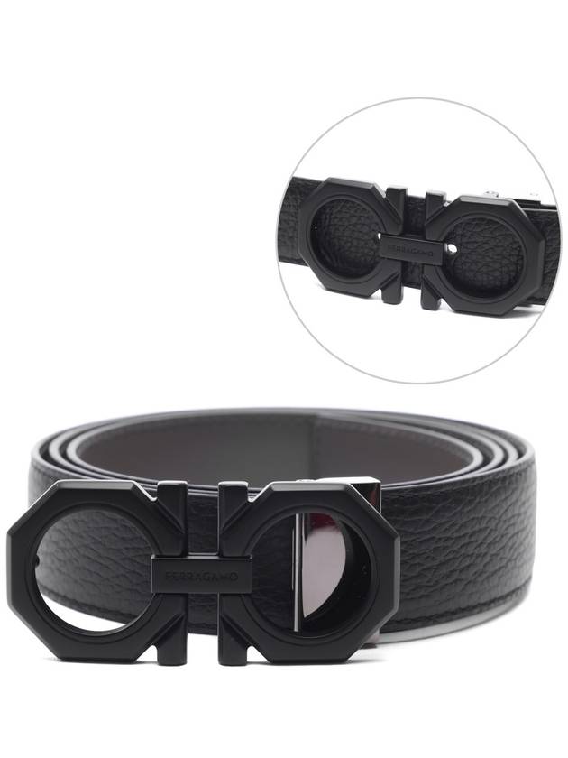 Reversible Gancini Leather Belt Black - SALVATORE FERRAGAMO - BALAAN 2