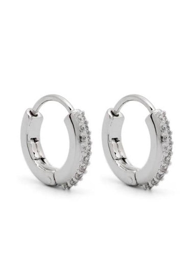 Matrix Hoop Round Cut Earrings Silver - SWAROVSKI - BALAAN 1