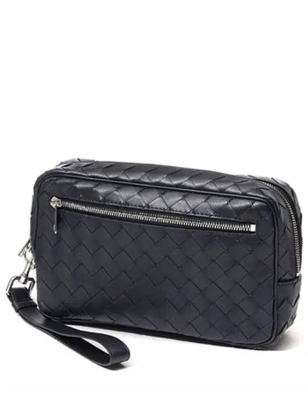 Intrecciato Zipper Leather Pouch Bag Navy - BOTTEGA VENETA - BALAAN 6