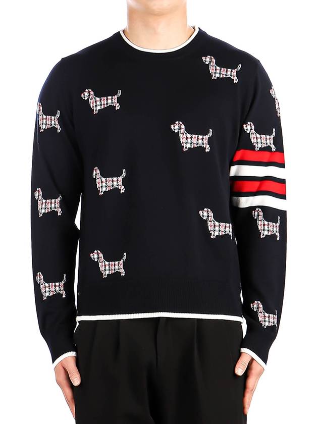 4-Bar Relaxed Hector Pullover Wool Knit Top Navy - THOM BROWNE - BALAAN 2