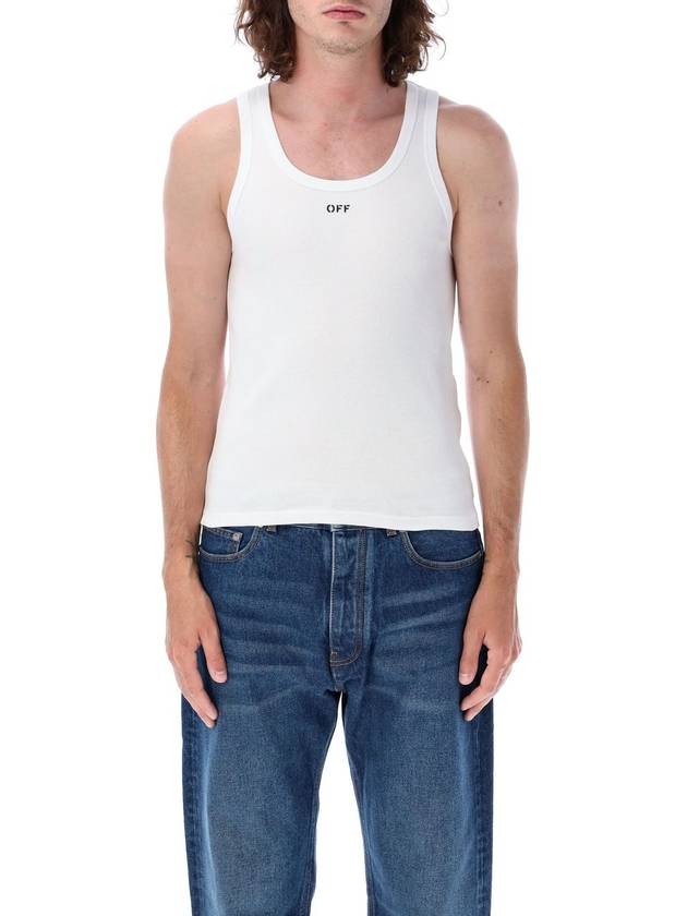 Off Stamp ribbed tank top - OFF WHITE - BALAAN 1