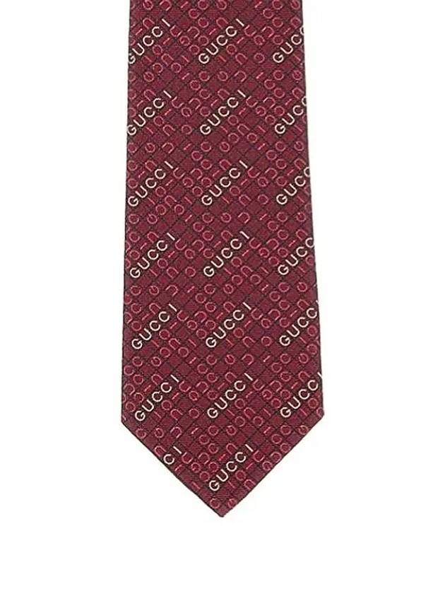 Silk Jacquard Tie Bordeaux - GUCCI - BALAAN 3