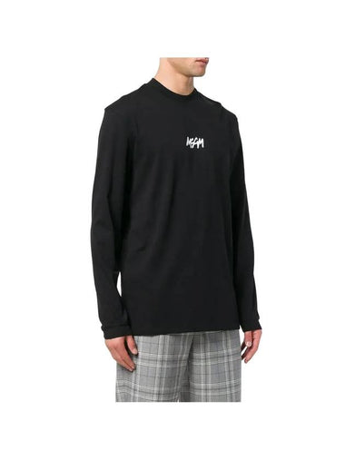 Logo Print Cotton Long Sleeve T-Shirt Black - MSGM - BALAAN 1