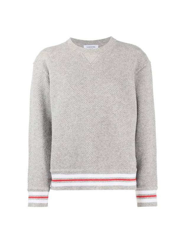 crew neck knit top gray - THOM BROWNE - BALAAN.