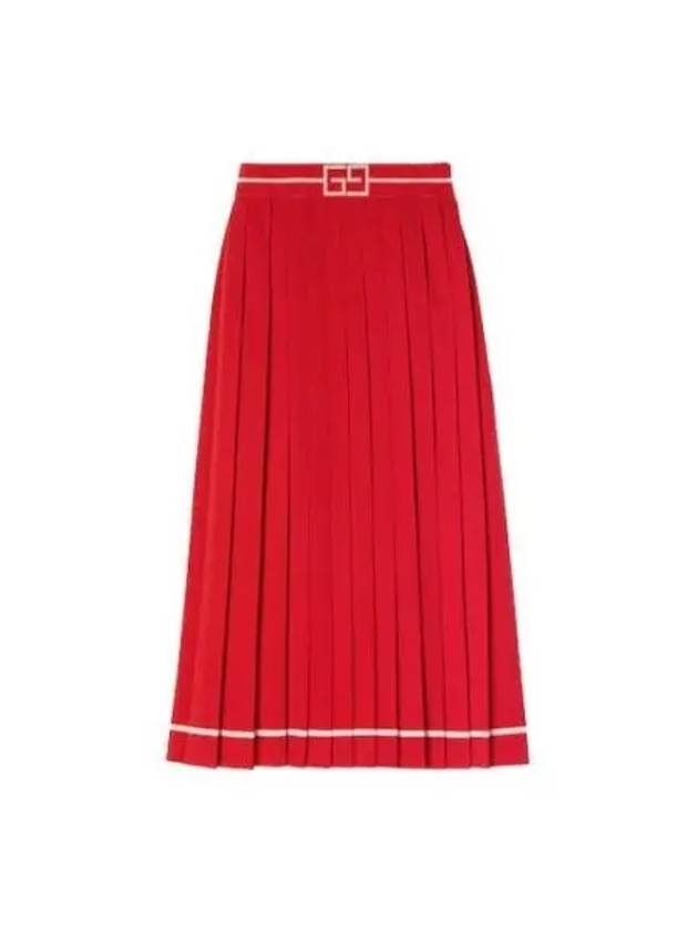 Wool Jacquard Pleated Skirt Red - GUCCI - BALAAN 2