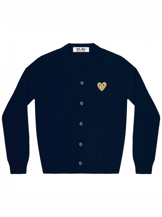 Gold Heart Men's Cardigan Navy - COMME DES GARCONS - BALAAN 1