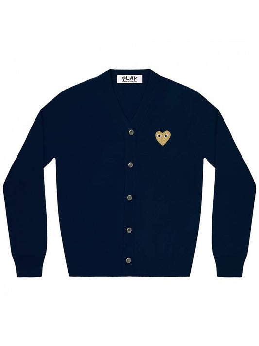 Gold Heart Men's Cardigan Navy - COMME DES GARCONS - BALAAN 1