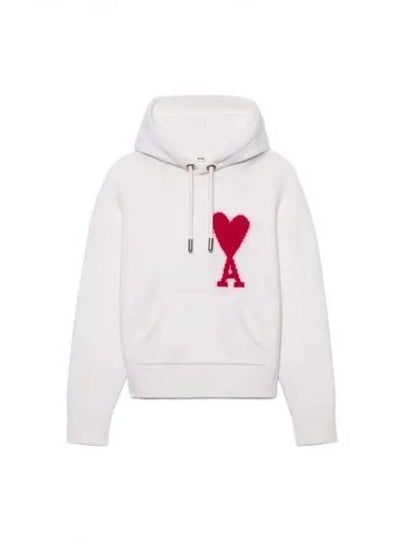 Big Heart Logo Wool Hoodie White - AMI - BALAAN 2