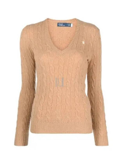 Kimberly Embroidered Logo Pony Cable Knit Top Beige - POLO RALPH LAUREN - BALAAN 2