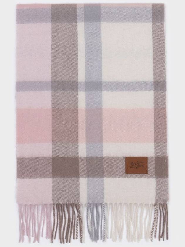 100% cashmere checked muffler ivory - RECLOW - BALAAN 8