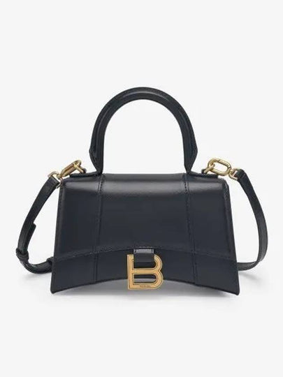 Hourglass XS Glossy Calfskin Tote Bag Black - BALENCIAGA - BALAAN 2