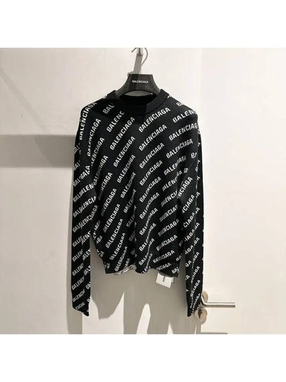 All-Over Mini Logo Wool Knit Top Black - BALENCIAGA - BALAAN 2