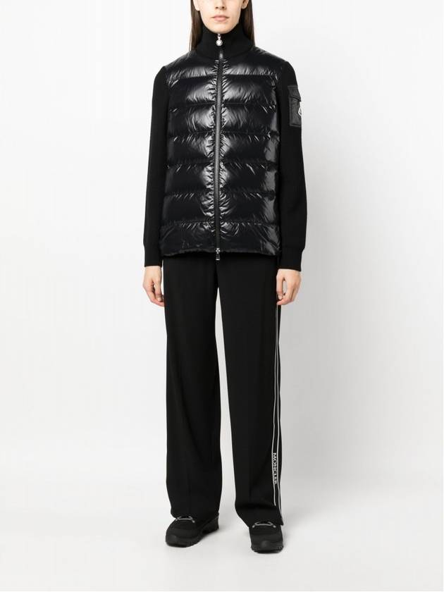 Padded Wool Cardigan Black - MONCLER - BALAAN 6