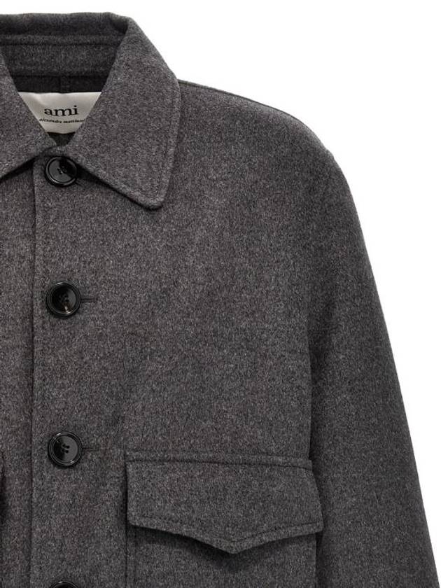 Paris Boxy Fit Wool Jacket Grey - AMI - BALAAN 4