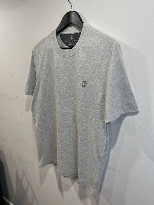 Crew Neck Regular Fit Short Sleeve T-Shirt Grey - BRUNELLO CUCINELLI - BALAAN 4