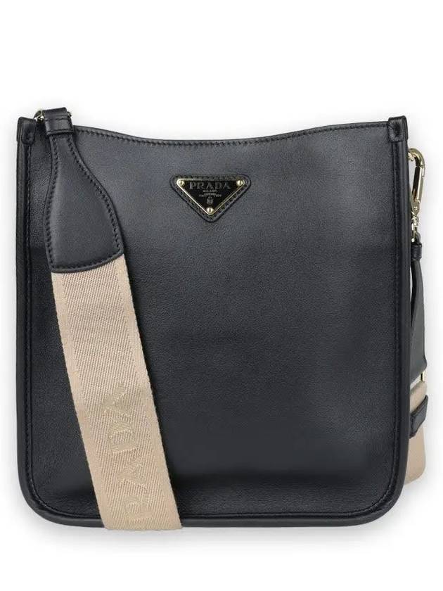 Triangle Logo Leather Cross Bag Black - PRADA - BALAAN 3