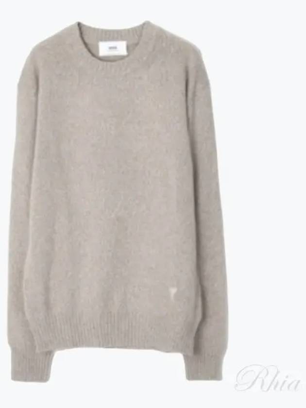 Men's Tonal Cashmere Crew Neck Sweater Champagne - AMI - BALAAN 2