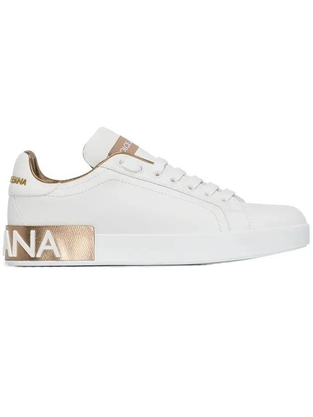 Metallic Logo Low Top Sneakers White - DOLCE&GABBANA - BALAAN 1