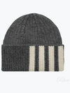 4 Bar Stripe Cashmere Beanie Grey - THOM BROWNE - BALAAN 2